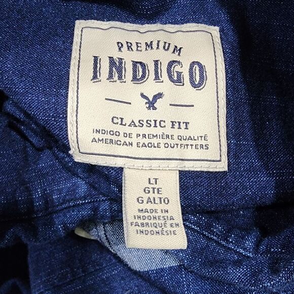 AEO Men’s Premium Indigo Classic Fit Denim Shirt Large - Picture 6 of 7